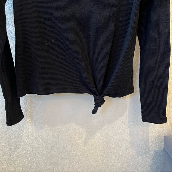 MADEWELL Black Elwood Knot Front Ribbed Long Sleeve Size Small - Picture 6 of 8